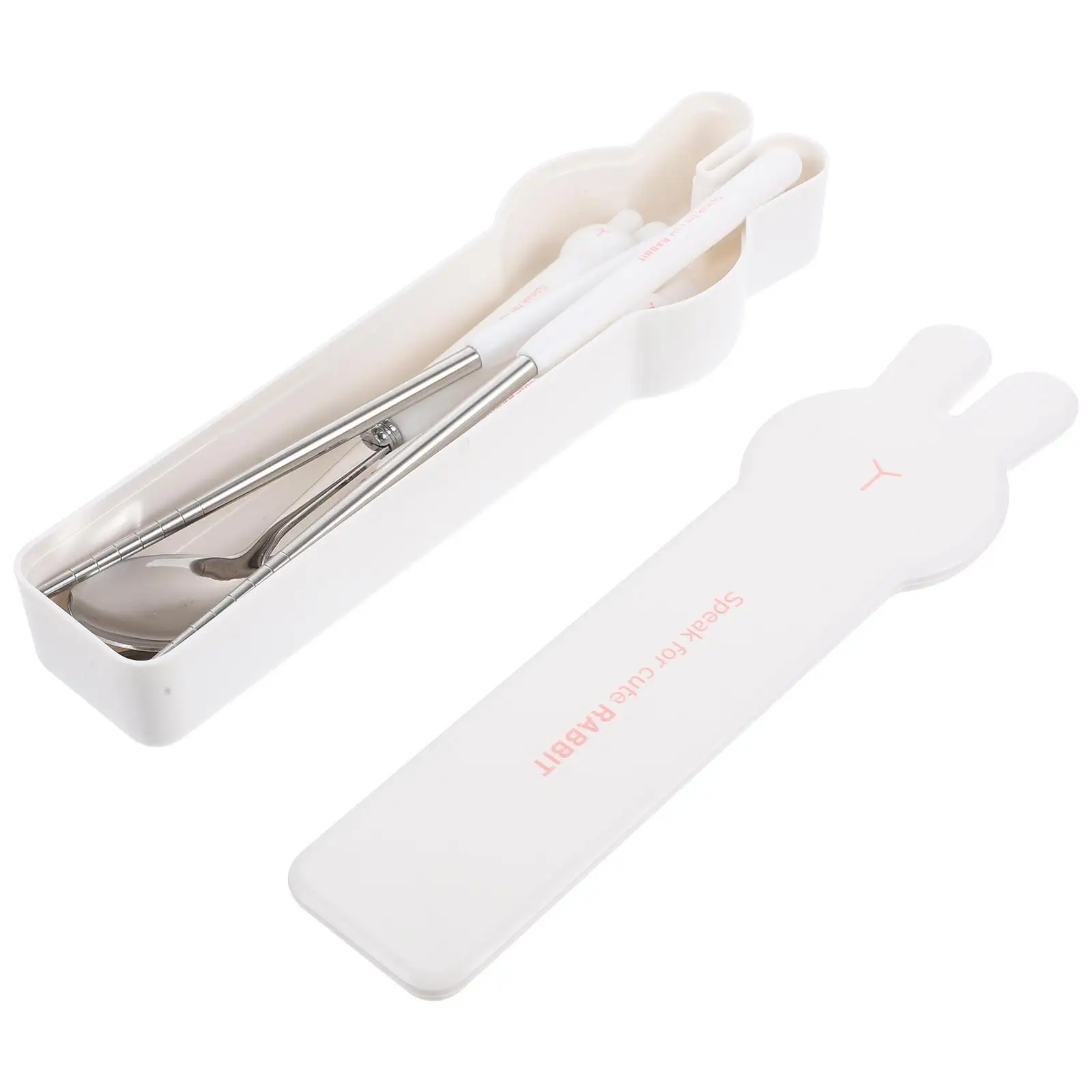 

3 шт. портативный набор столовых приборов из нержавеющей стали, дорожная посуда, вилка, ложка, палочки для еды, мультяшный дизайн, обеденные аксессуары