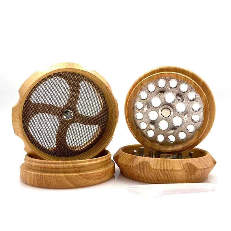 Resin-Wooden 4 Layers Herb Grinder Metal Machine 40mm Smoke Crusher Hand Muller Pollinator Smoking Tools