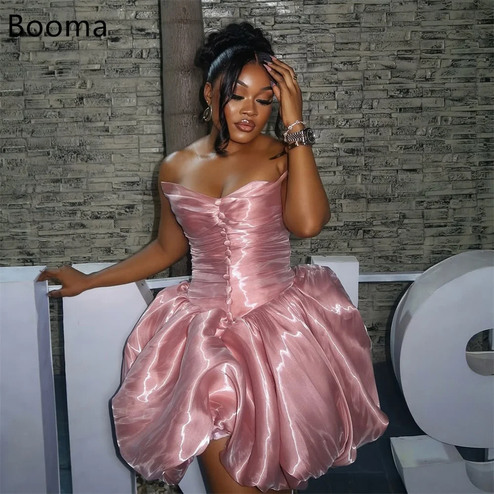 

Booma Elegant A-Line Shiny Strapless Pleat Dresses Formal Party Gowns for Women Simple Prom Gown Customize 2025