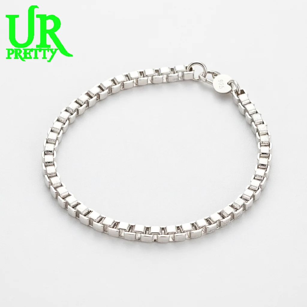 925 Sterling Silver Connecting Small Squares Bracelet Women Birthday Party Wedding High-Quality Gift Fashion Jewelry