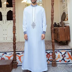 Mens Robe Middle Eastern Muslim Long Sleeve Embroidered Robe Four Seasons Arab Ethnic Style Banquet  Robe Men's Clothing  2024