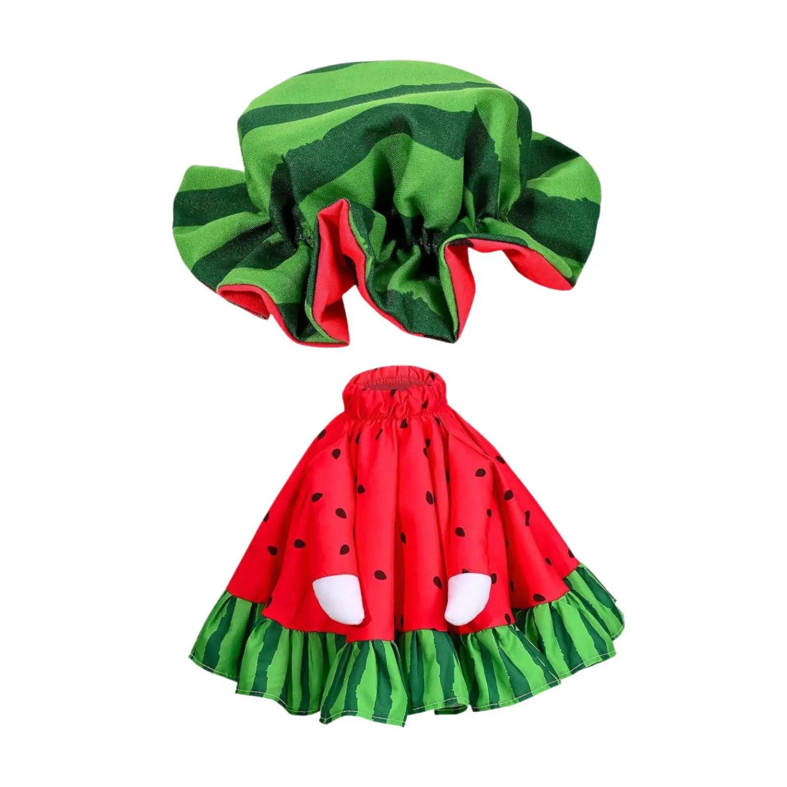

Summer Porch Goose Clothes with Ruffled Hat Watermelon Skirt Fits 23 Inch Cement