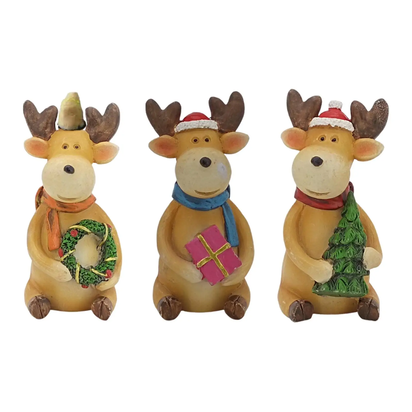 Reindeer Ornament Crafts Shelf House Bookshelf Mini Miniature Kitchen Mantle Window Display Decor Small Cute Xmas Elk Statue