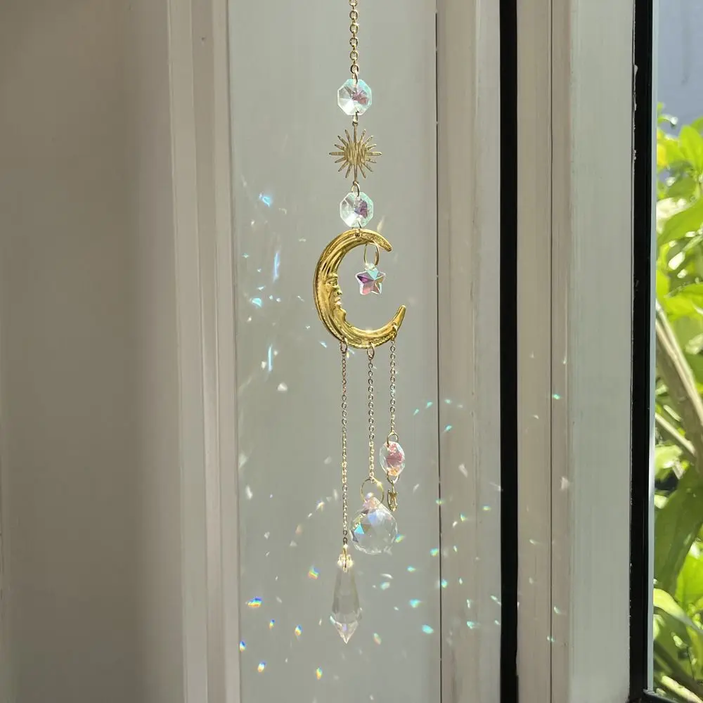 Festival Gift Moon Crystal Pendant Prismas Creative Wind Chime Stars Multipurpose Sun Catchers Home Decor