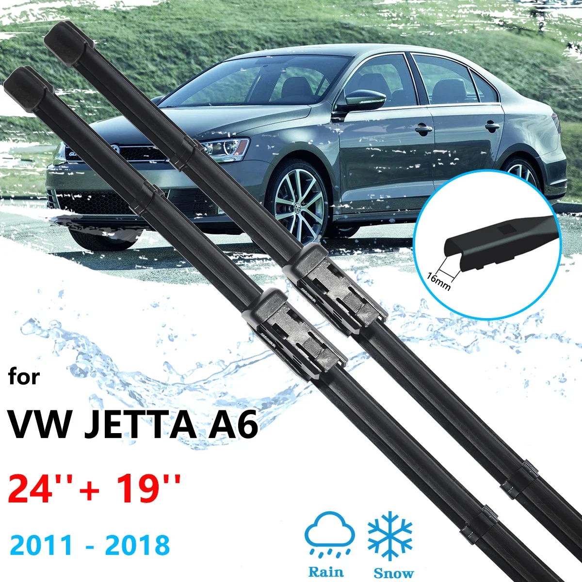 

Front Frameless Wipers For Volkswagen VW Jetta A6 Vento 2011~2018 Blade Rubber Window Windscreen Windshield Brushes Accessories