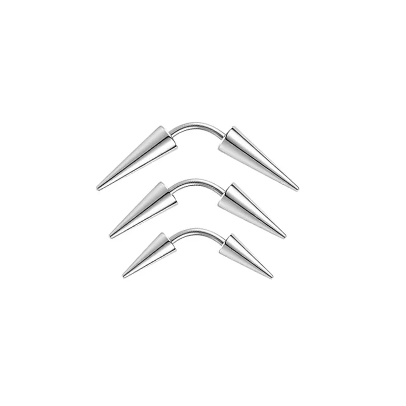 2pcs/6pcs Spike Eyebrow Piercing Jewelry Stainless Steel Curved Barbell Eyebrow Tragus Lip Rings Earrings For Men