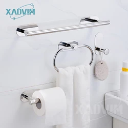 Silver Gold 304 Stainless Steel Towel Bar No Drilling Paper Holder Self-adhesive Towel Ring Robe Hook Bathroom Accessories Set