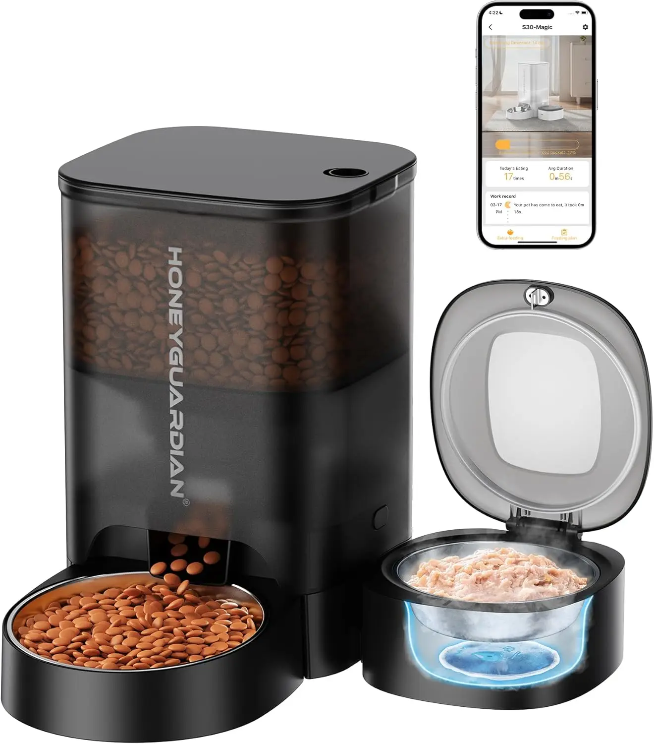 

Automatic Cat Feeder for Wet Food,2.4G WiFi Enabled Smart Feed Pet Feeder with Ice Pack