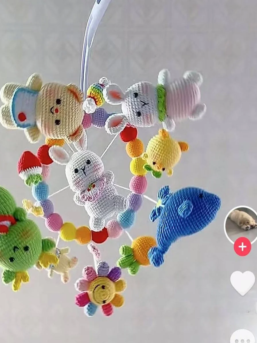 手編みdiy素材キット-ベビーベッドサイドアニマルベルプル-完成品-糸かぎ針編み吊り下げ装飾クラフトアクセサリー