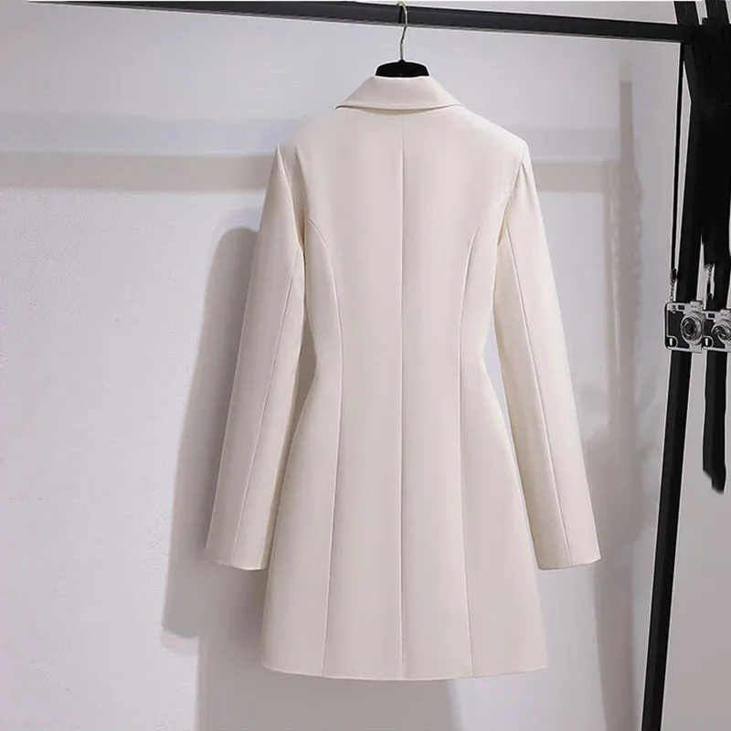 Fashion Trench Coat Dress Women 2024 New Spring Autumn Windbreaker Coat Female Oversize 4XL Black White Belt Blazer Vintage