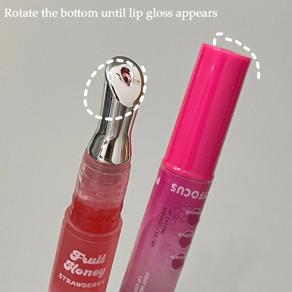 Óleo de essência labial iluminador de mel de fruta Pinkyfocus - hidratante, anti-seco e crack, oculta linhas labiais para lábios carnosos