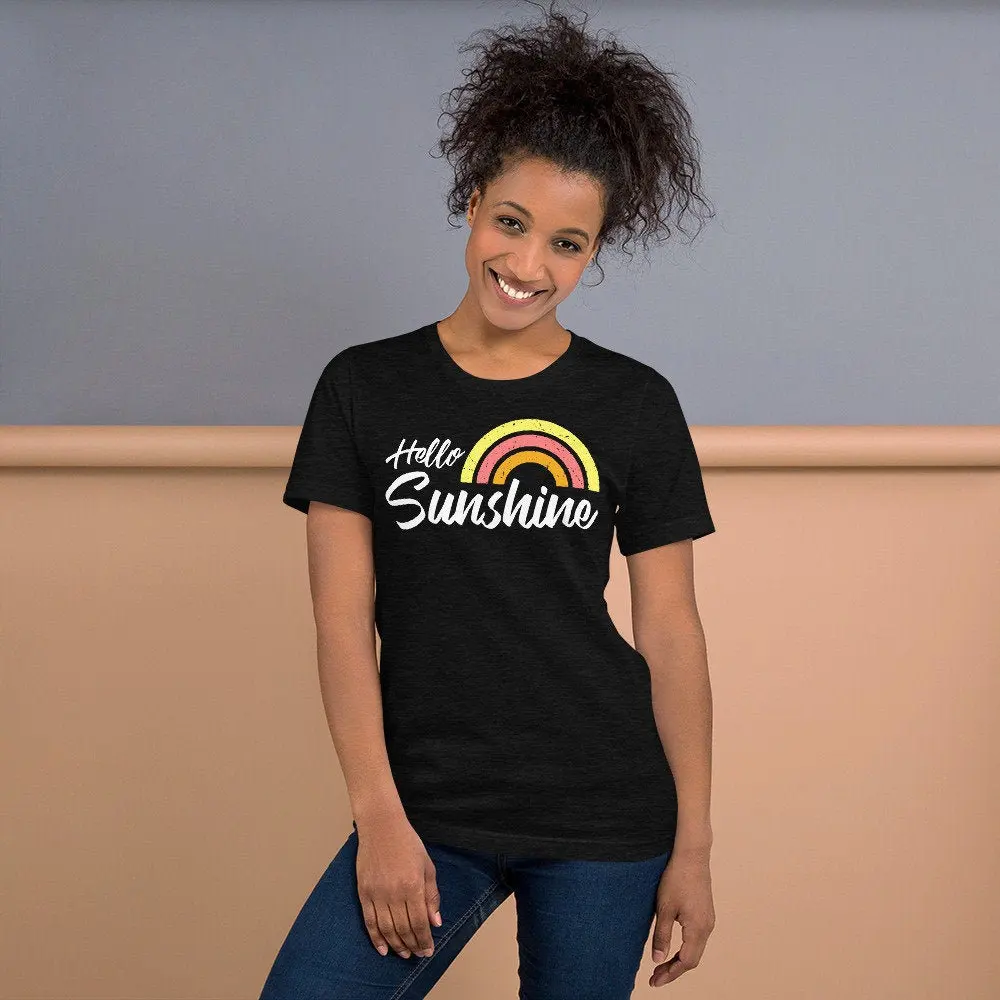 Hello Sunshine, Hello Sunshine Retro, Vacation Shirt, Summer Tee, Sun T-Shirt, Rainbow Shirt, Retro Sunshine