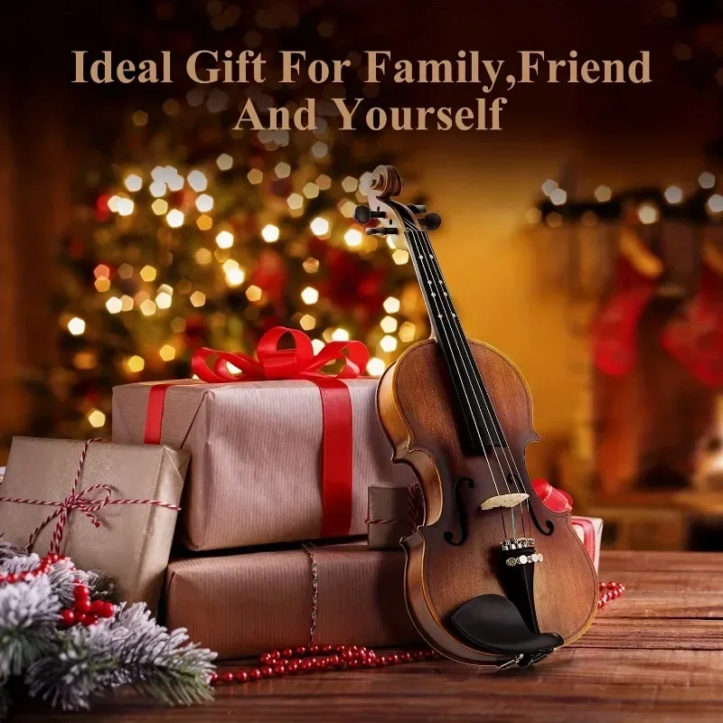 1/2 Violin Set Half Size Fiddle  Matte for Beginners with Hard Case, Rosin, Shoulder Rest, Bow, and Extra Strings