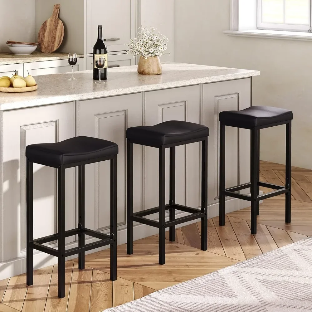 Bar Stools, Set of 2 Bar Chairs, Counter Height Stools, Saddle Stools with Curved Surface, Kitchen Stools, 24.8 Inches, 2.4"