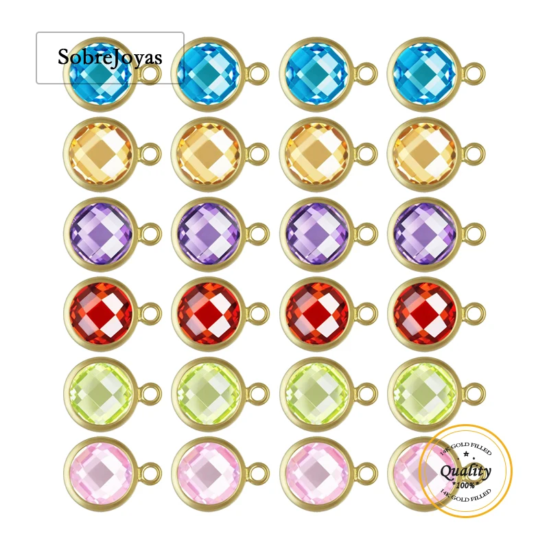 

Подвеска безеля, 8 мм, 14-каратное золото, с шахматной доской с одним отверстием, граненая круглая фурнитура с фианитом, устойчивая к потускнению ювелирная фурнитура