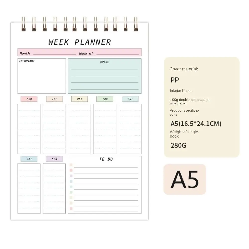 

Spiral Notepad To Do List Notebook Stationery Undated Schedule Book Delicate Plan Book Weekly Planner Notebook Office