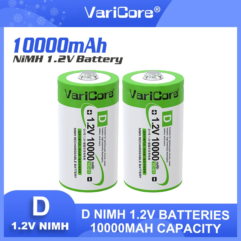 Liitokala-充電式大容量ni-mhバッテリー,dセル,10000mah,給湯器用