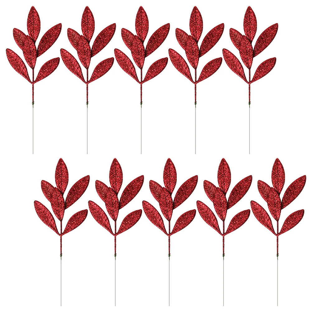 10 Pcs Fairy Christmas Gold Pink Leaf Tree Garland Decoration 10pcs (Silver) Decorations Outdoor Fall Plastic Leaves for Vase