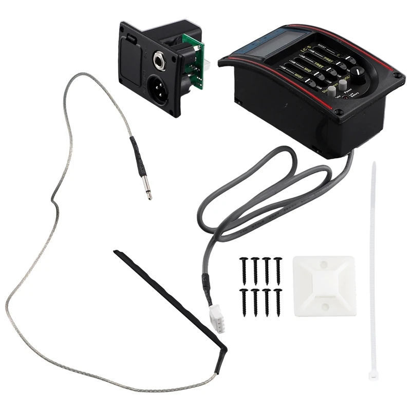 LC-5 5-pasmowy przetwornik gitarowy EQ Korektor Gitara akustyczna Przedwzmacniacz EQ Korektor Tuner Piezo Ceramic Pick-Up