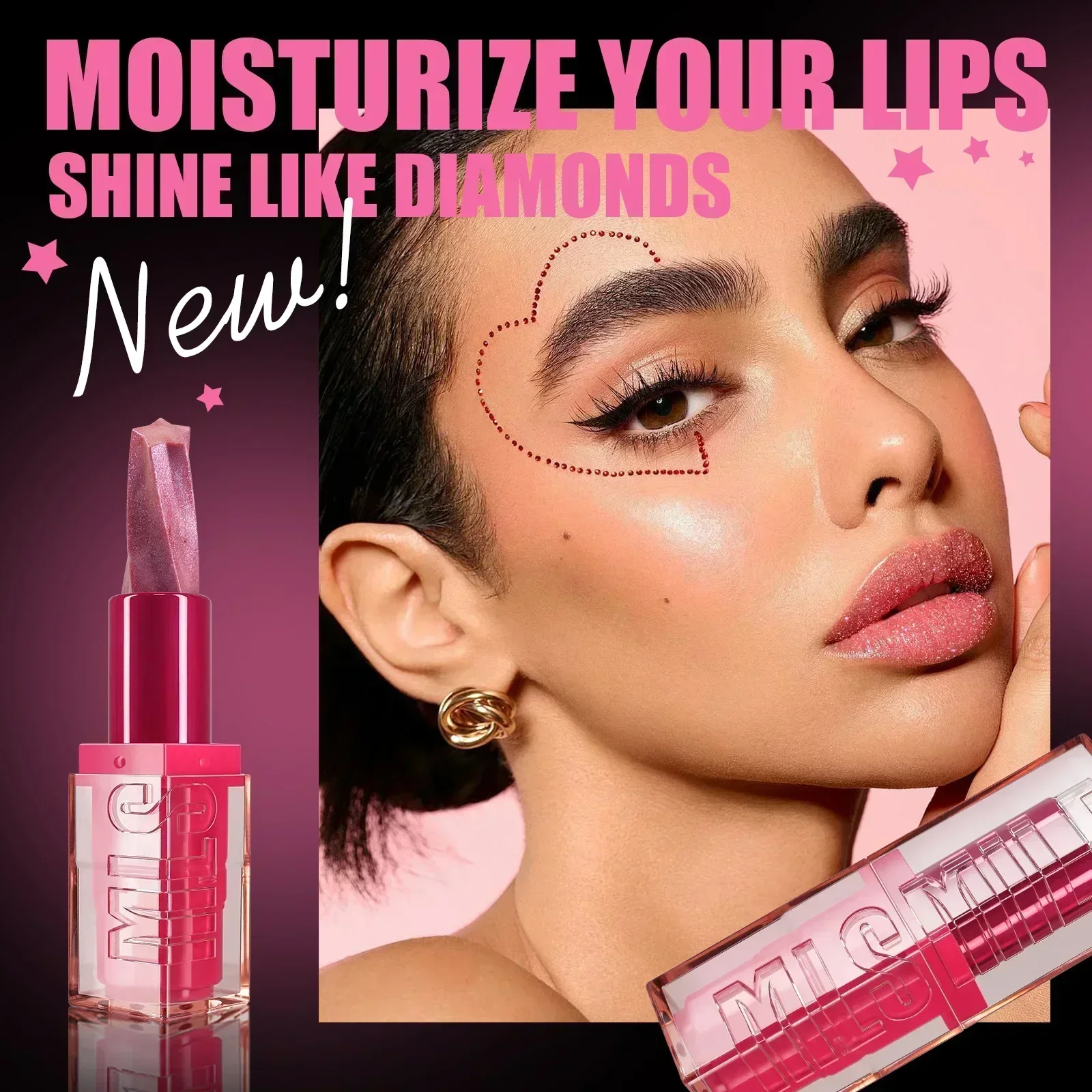 MLSMILE 4 Color Glitter Marble Lipstick Shine Gloss Moisturizing Waterproof Fashion Design Professional Lipstick 2.6g