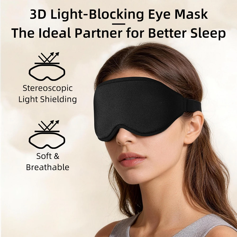 3D Stereoscopic Eye Mask, New Light Blocking and Breathable Eye Mask, Traveler's Nose Support Sleep Eye Mask