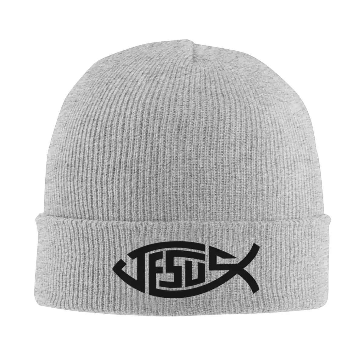 Jesus Fish Ichthys Symbol Hat Autumn Winter Beanie Warm Christian Religion Cap Unisex Acrylic Knitted Caps