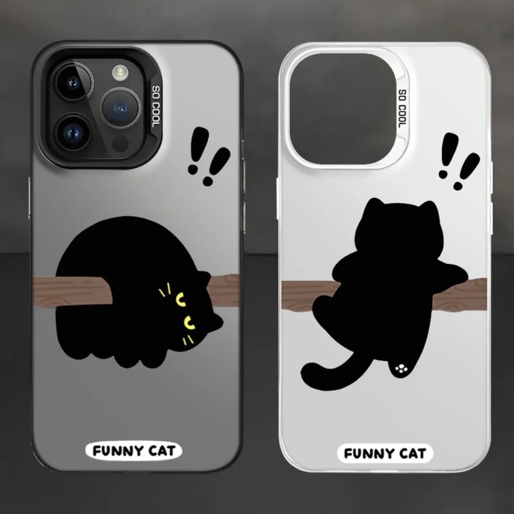 

The black cat design for climbing trees case for iPhone 16 15 14 13 12 11 Pro/ Max/Plus shock-proof rear cover anti-fingerprint