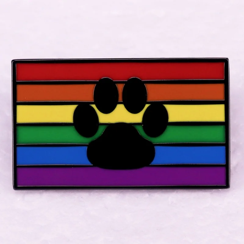 

Pet cat dog paw print rainbow flag pride brooch LGBT ALLY Enamel Pin jewelry