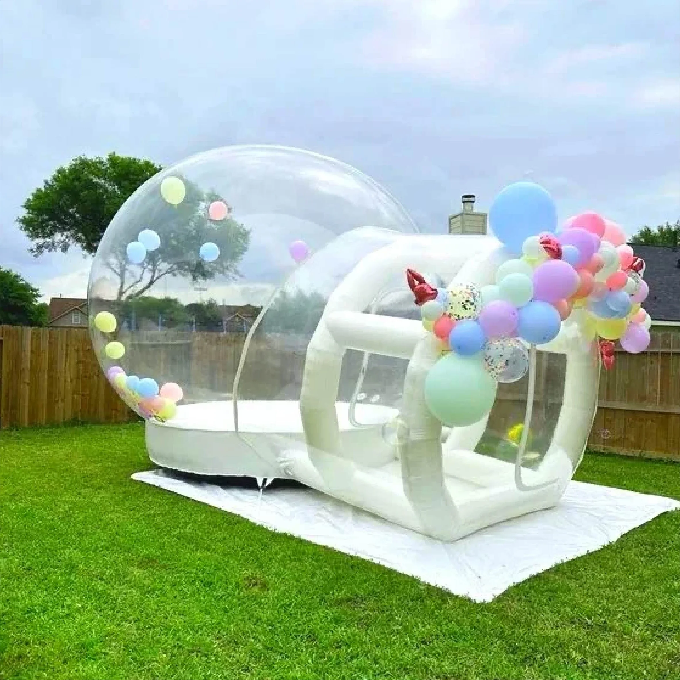 

10ft Inflatable Bubble House with Trampoline PVC Material Transparent Bubble Dome Kid's Party Outdoor Decor for Family Gathering