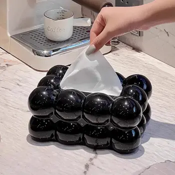 קופסת טישו אסתטית גבוהה, סלון ביתי, אחסון טישו יוקרתי, קופסת נייר, קופסת מפיות בסגנון קרם 8 best sales מחזיק קופסת טישו מרובעת - №7