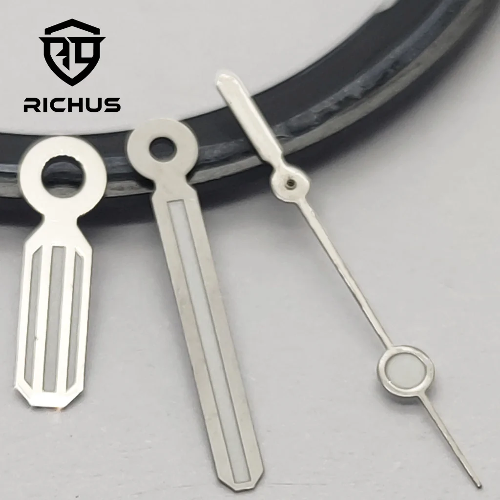 

Серебряные стрелки для часов RICHUS с зеленым люминесцентным покрытием, подходят для механизмов NH34, NH35, NH36, ETA2824, 2836, аксессуары для часов