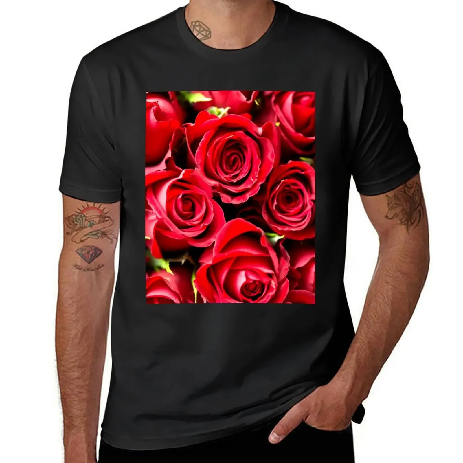 Red Rose Bouquet - Romantic Red Roses T-Shirt summer tops for a boy hippie clothes mens workout shirts