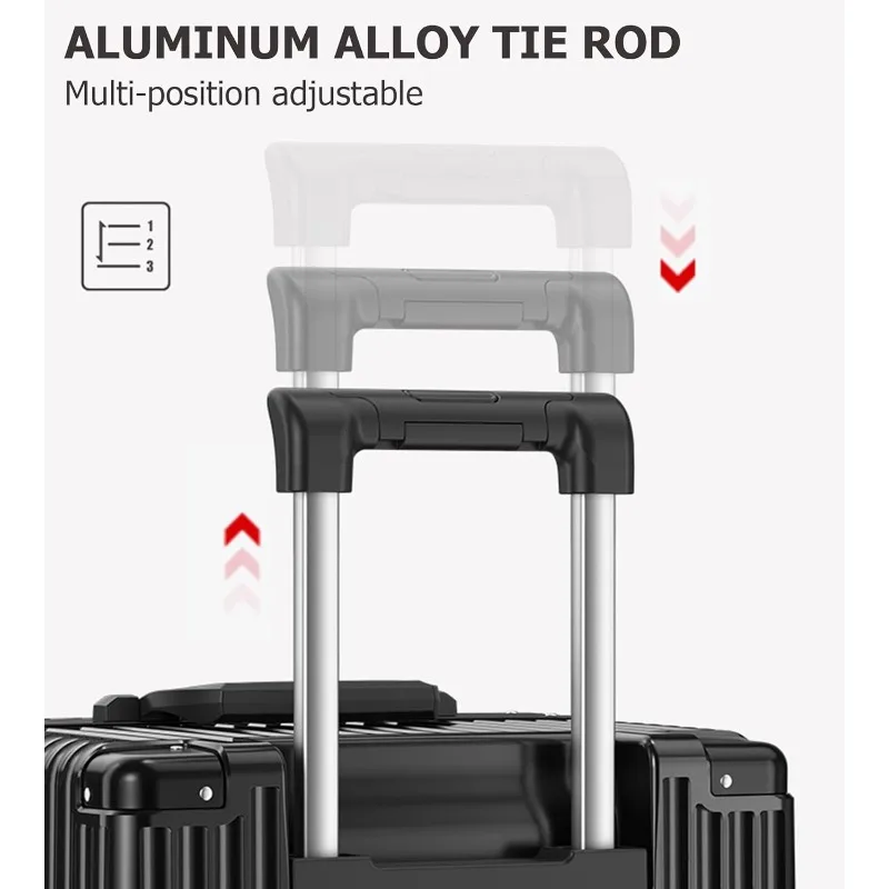 حقيبة أمتعة بعجلات دوارة ذات إطار من الألومنيوم كبيرة جدًا مقاس 30 بوصة، عجلات قابلة للإزالة بدون سحاب مع حقيبة فحص #5