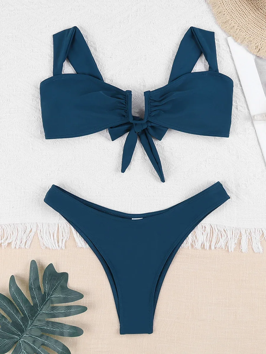 2026 New U Ring Link Strappy Bikini Sexy Swimsuit Women Printed Swimwear Female Bathers Bathing Swimming Swim Suit Beachwear