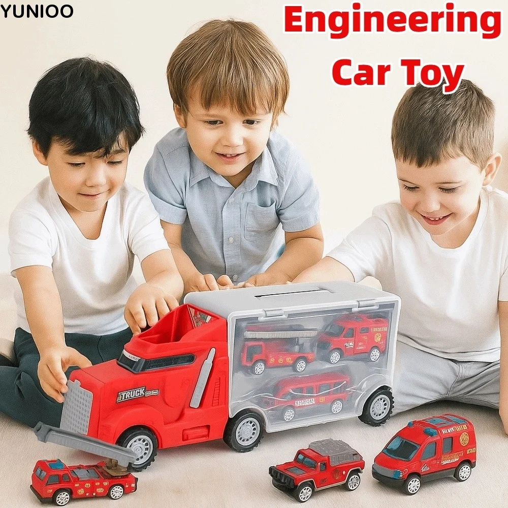 

Забавная инженерная игрушка-машинка: мобильное транспортное средство, красный/синий строительный грузовик, транспортёр, полицейская машина, детская игрушка-машинка