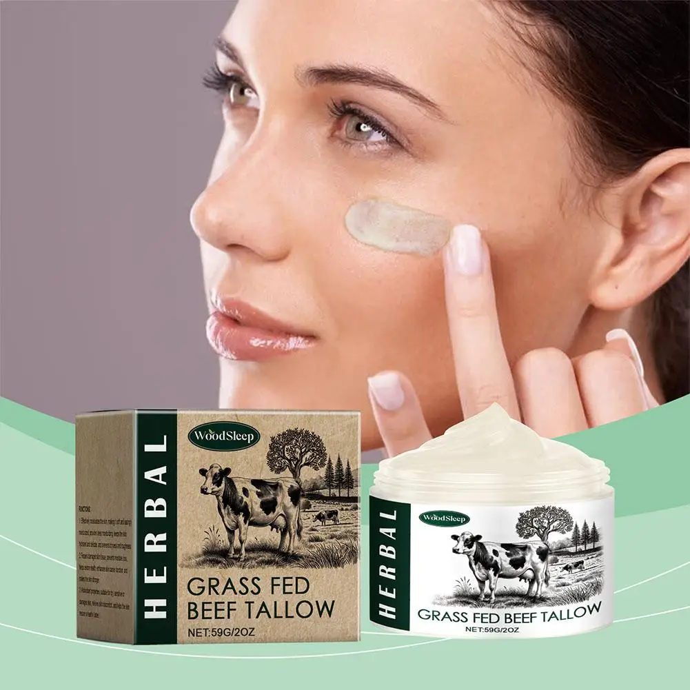 Tallow de ternera Tallow de ternera para la piel Tallow Crema hidratante facial 100% sin perfume Hierba orgánica alimentada Crema facial Tallow batida con acabado