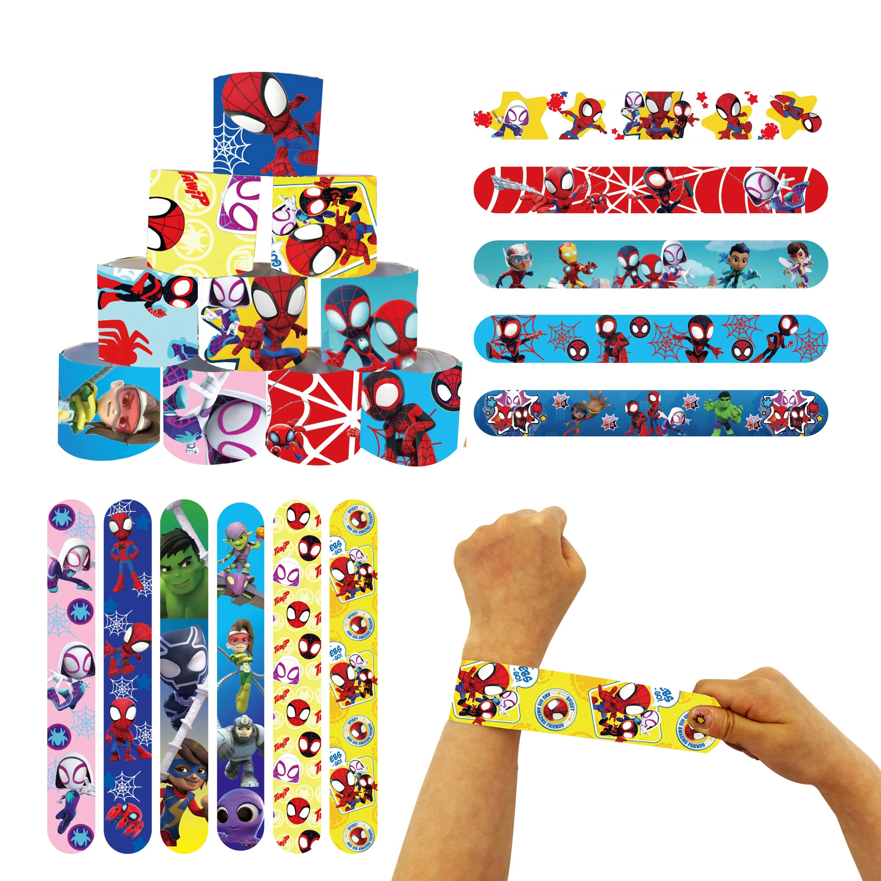 Spiderman Superhero Slap Bracelet Spidey and His Amazing Friends Pocket Slap Band Party Favor Christmas Pinata Goody Bag Filler