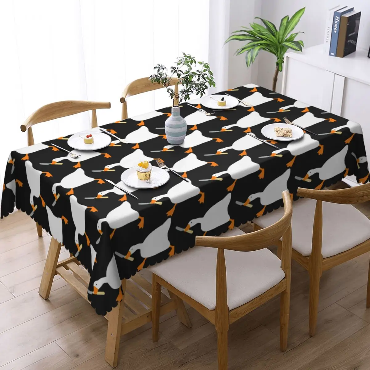 Goose With Knife - Peace Was Never An Option Tablecloth Restaurant Kitchen Rectangular Tablecloth Tablecloth Dining Table Cover