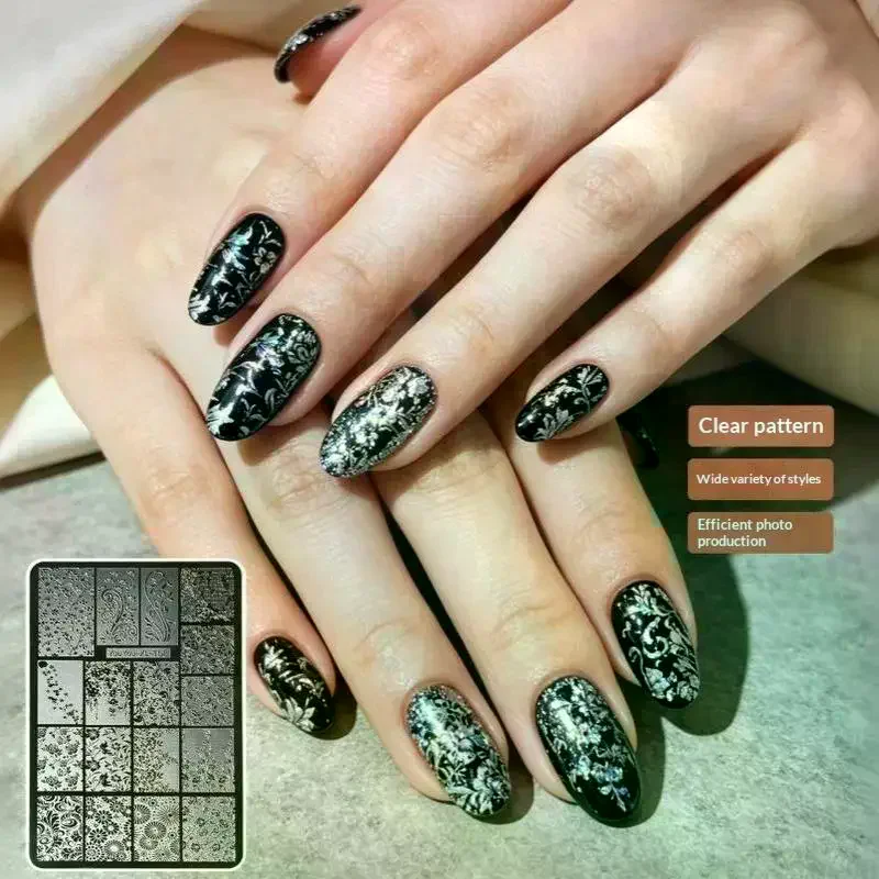Vintage Blooming Flowers Nail Stamping Plates Multi-styles Fishtail Nail Art Plate Stainless Steel Template Nail Design Stencil