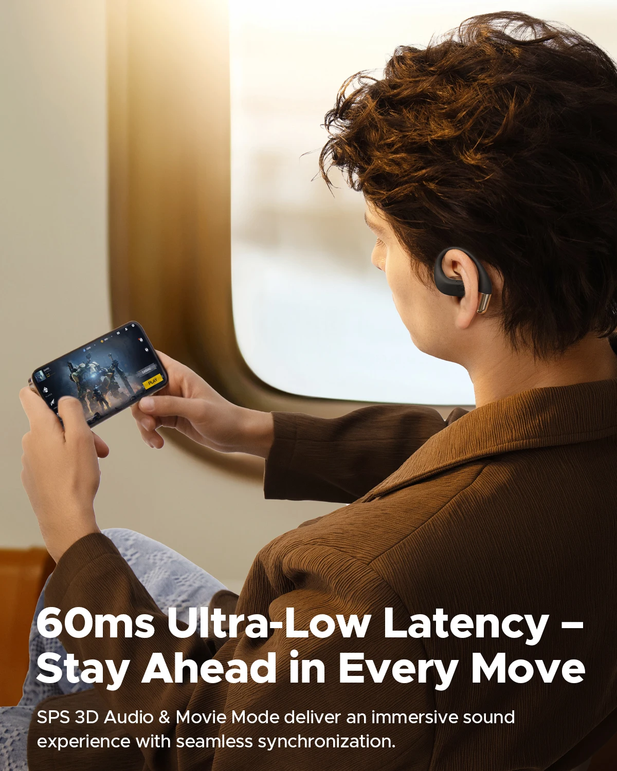 SoundPEATS Chasers سماعات أذن مفتوحة بلوتوث 5.4 سماعات أذن لاسلكية مع ANC مفتوح، صوت محلي، صوت LDAC عالي الدقة، IPX5، 35H