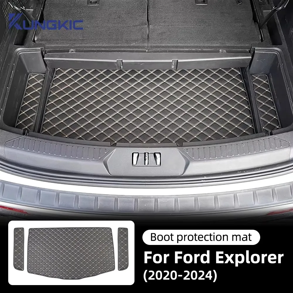For Ford Explorer 2020 2021 2022 2023 2024 Trunk lower level Rear Trunk Pad Artificial Leather Car Trunk Mat Accessories