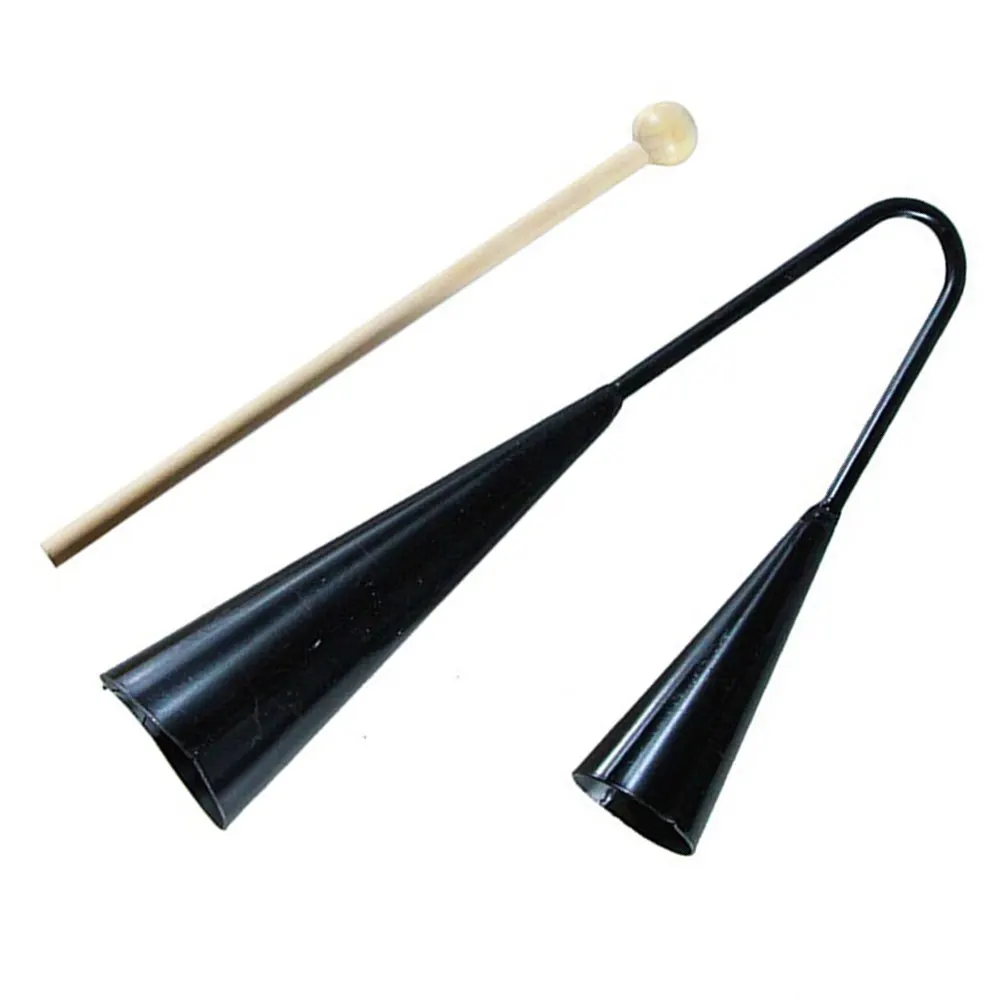 Metal Children Early Education Black Agogo Bell Traditional Small Musical Two Tone Kids Instrument Wooden Stick Samba Percussion