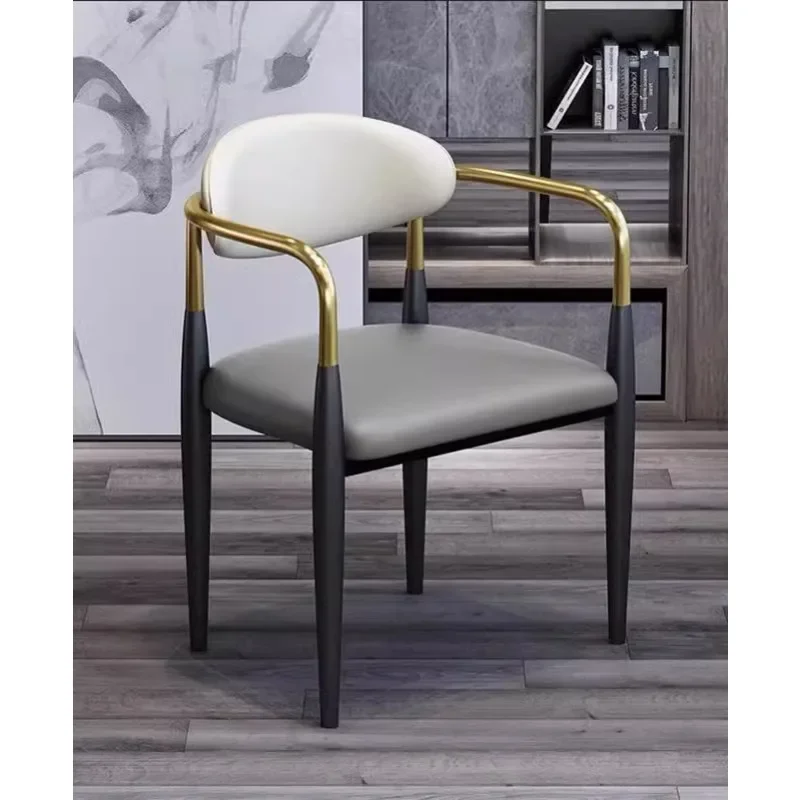 

Italian light luxury dining chairs, soft leather coffee shops, tea tables and chairs, modern and simple home restaurants, metal