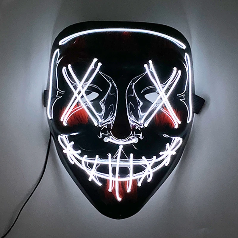 Halloween LED Glowing Purge Mask, EL Neon Mask, Movie Theme Cosplay, Masquerade Party Costume Props, 10 Colors