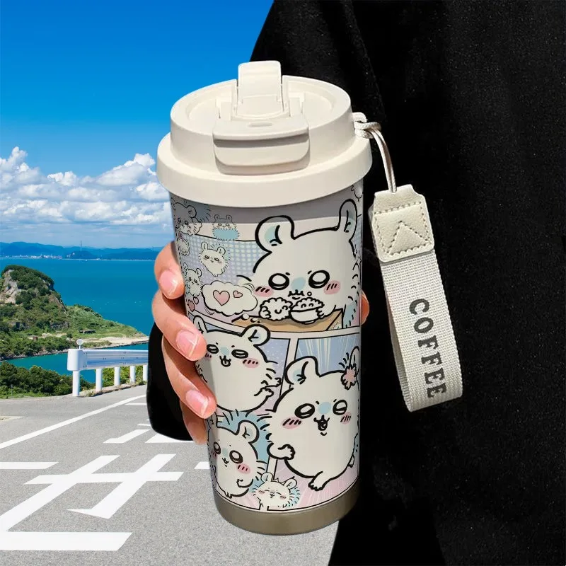 Anime Chiikawa Momonga Cute 316 Stainless Steel Large Capacity Thermos Water Cup with Straw Double Drink Lid Car Coffee Mug 2026