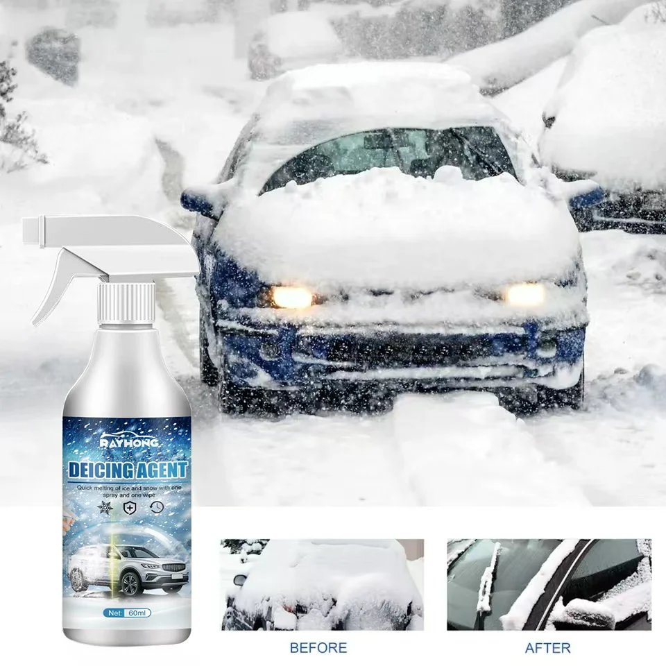 Winter De Icing Instantly Melts Ice Auto Windshield Deicing Spray Car Window Cleaner 60ML Road Anti Slip Winter Vehicle Supplies