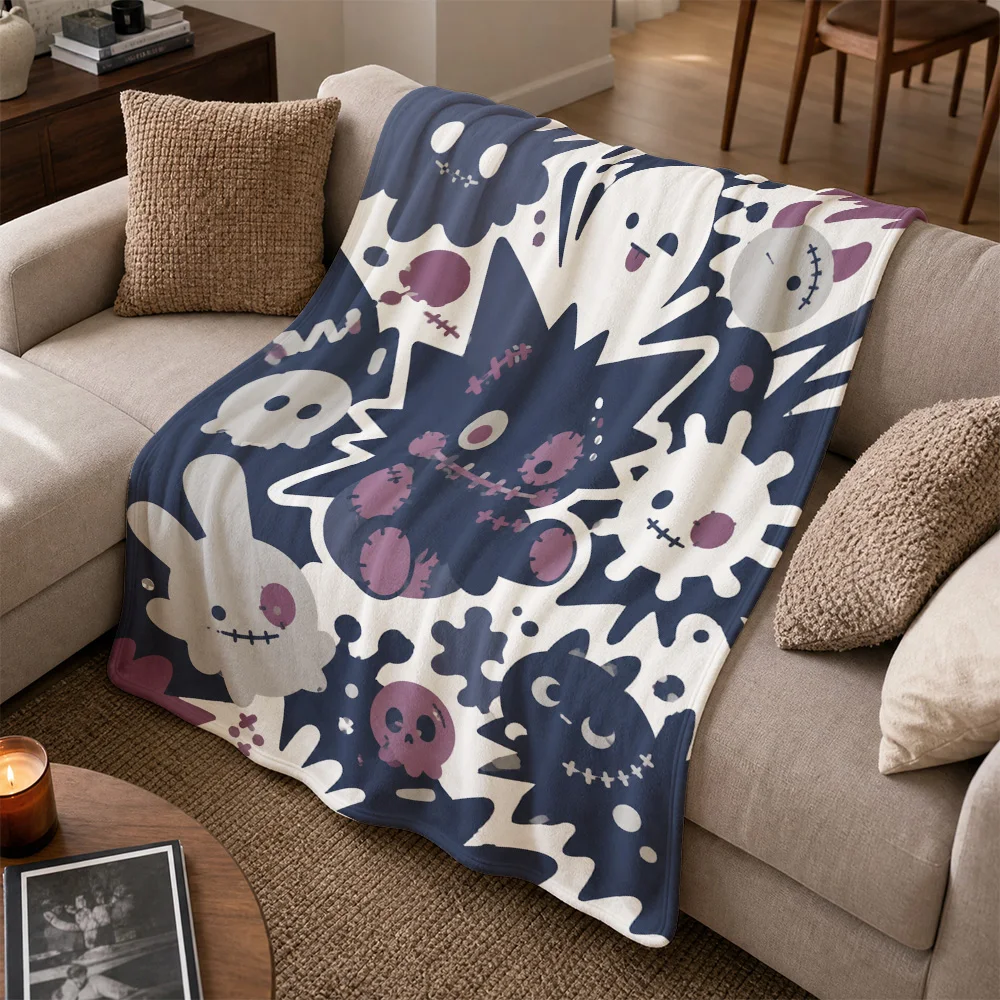 Ultimate Spooky Season Halloween Throw Blanket Ghost Pumpkin Skull Couch Cover Cozy Decorative Accent Fall Decor Throw for Sofa