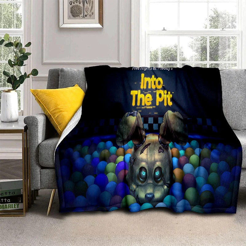 Horrorspiel F-FNAF Freddy Movie Flanelldecke, weiche, warme Überwurfdecke für Schlafzimmer, Wohnzimmer, Bett, Reisen, Camping, Picknick, Geschenk