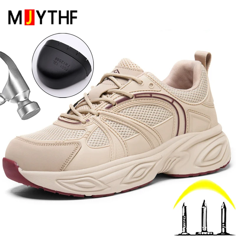 Damen-Arbeitsschuhe mit Stahlkappe, Anti-Schlag-Sicherheitsschuhe, Anti-Durchstich-Schutzschuhe, Plattform-Sneaker, Sicherheitsstiefel, rutschfest