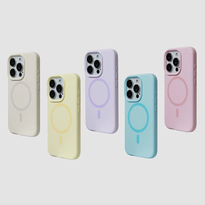 Magnetic Solid Color Liquid Silicone for MagSafe Phone Case for iphone 17 17Pro Max 16 Pro 15 14 13 Wireless Charging Soft Cover